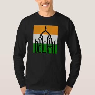 T-shirt Silhouette de Delhi Inde Taj Mahal Souvenir Drapea