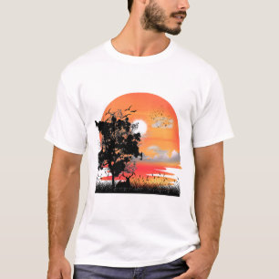 T-shirt Silhouette de faune à l'heure dorée
