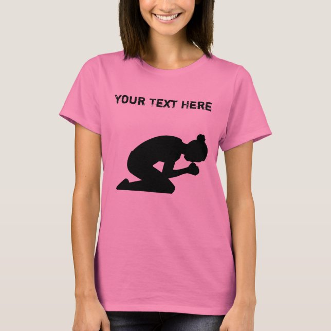 T-shirt Silhouette de femme sur sa prière de genoux (Devant)