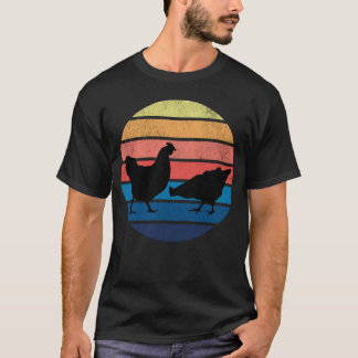 T-shirt Silhouette de ferme à poulets vintage au coucher d
