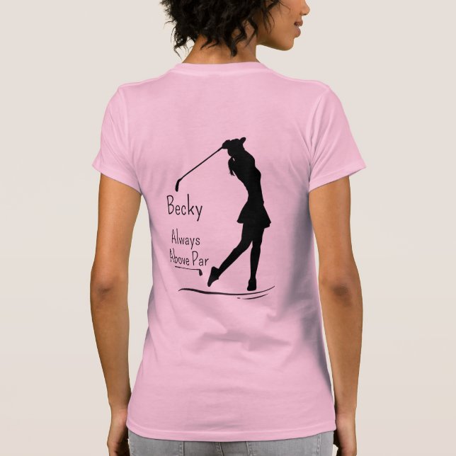 T-shirt Silhouette de golf, Femme, Nom, Texte (Dos)