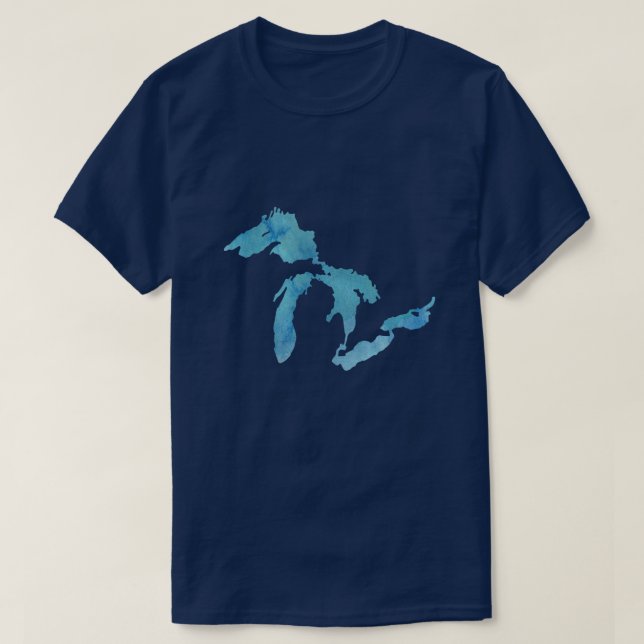 T-shirt silhouette de la carte des Grands Lacs (Design devant)