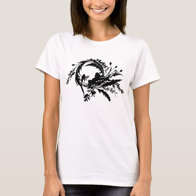 T-shirt Silhouette de la fée dormante dans la masse des fl (Devant)