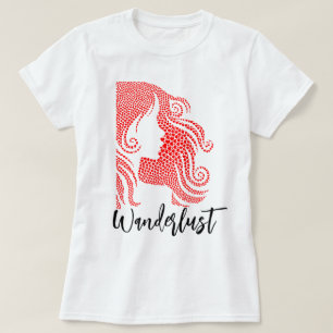 T-shirt Silhouette de la fille Wanderlust dans les Coeurs