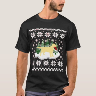 T-shirt Silhouette de Labrador jaune de Noël Chapeau de Pè