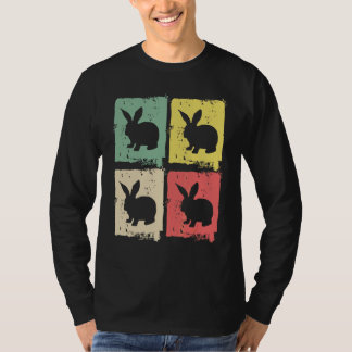 T-shirt Silhouette de lapin blanc Vintage Couleurs Rétro