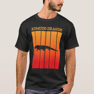 T-shirt Silhouette De L'Ombre Du Dragon Komodo Au Coucher
