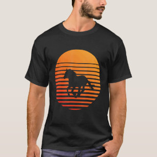 T-shirt Silhouette de l'ombre d'un cheval devant un soleil