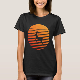 T-shirt Silhouette de l'ombre d'un renne devant un soleil
