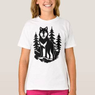 T-shirt Silhouette de loup en forêt