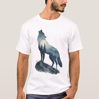 T-shirt Silhouette de Loup Hurleur – Nature