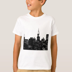 T-shirt Silhouette de New York noir et blanc