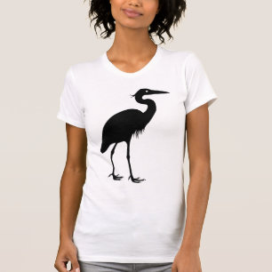 T-shirt Silhouette de noir d'oiseau de héron de grand ble