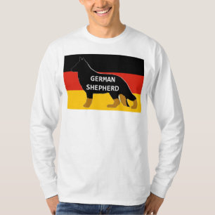 T-shirt silhouette de nom de berger allemand sur drapeau b
