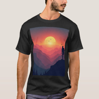 T-shirt Silhouette de randonneurs aventuriers au coucher d