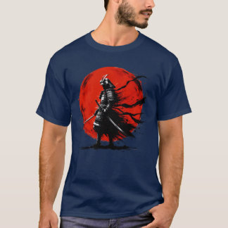 T-shirt Silhouette de Samouraï Japonais Combattant Vintage