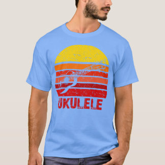 T-shirt Silhouette de soleil au ukulélé rétro