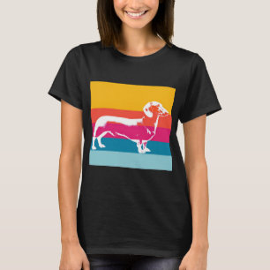 T-shirt Silhouette de teckel rétro – Art canin pop coloré