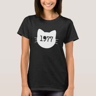 T-shirt Silhouette de tête de chat 1977 Rétro drôle