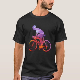T-shirt Silhouette de vélo de route avec cyclistes rouges 