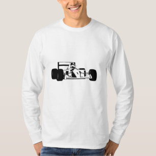 T-shirt Silhouette de voiture de course noir et blanc