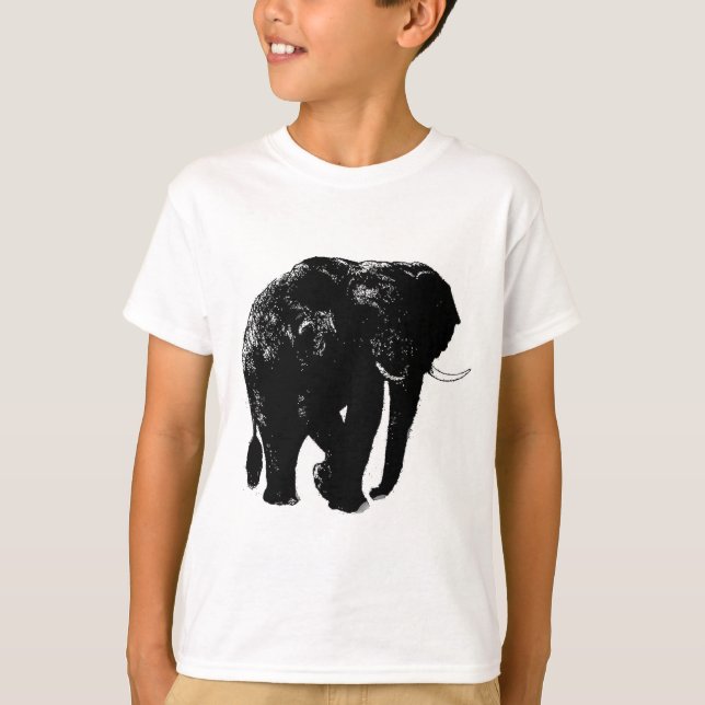 T-shirt Silhouette d'éléphant noir (Devant)