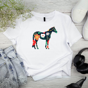 T-shirt Silhouette d'équine florale