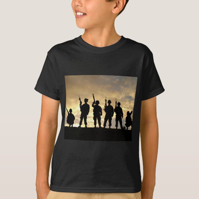 T-shirt Silhouette des soldats dans la 101st Division (Devant)
