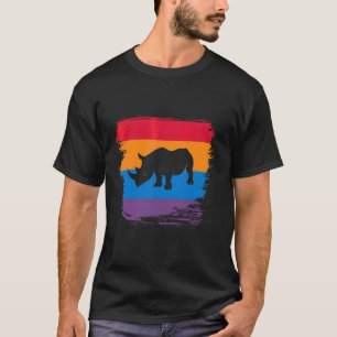 T-shirt Silhouette d'ombre de rhinocéros avec drapeau colo