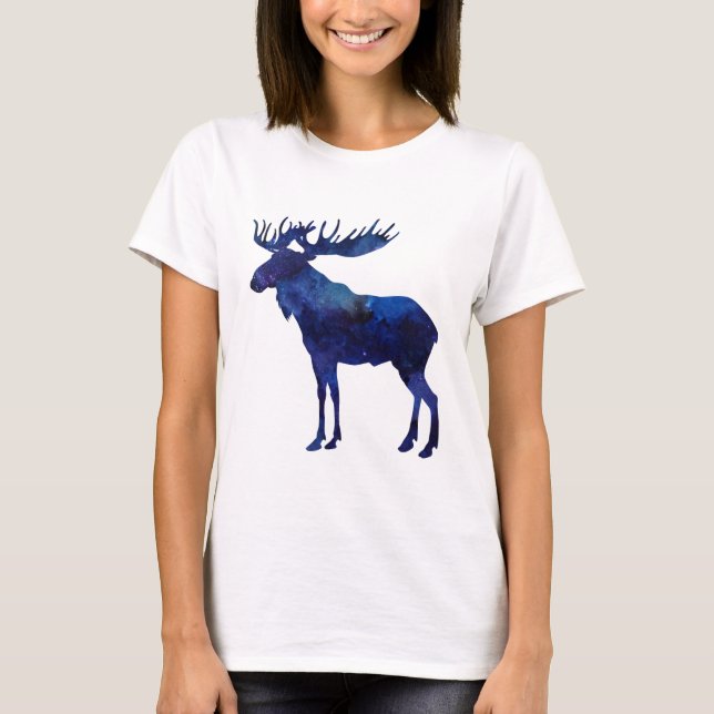 T-shirt Silhouette d'orignal bleu (Devant)