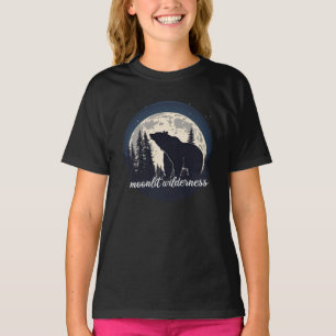 T-shirt Silhouette d'ours dans la nature au clair de lune