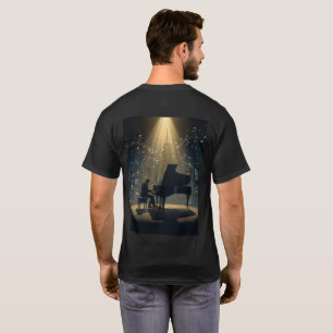 T-shirt Silhouette Dramatique De Piano Avec City Skiline