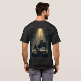 T-shirt Silhouette Dramatique De Piano Avec City Skiline