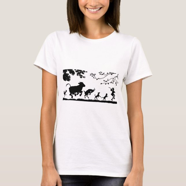 T-shirt Silhouette drôle de chèvre de poulet de vache à (Devant)