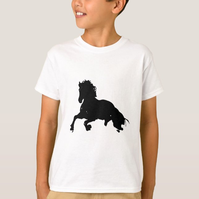 T-shirt Silhouette du cheval blanc noir (Devant)