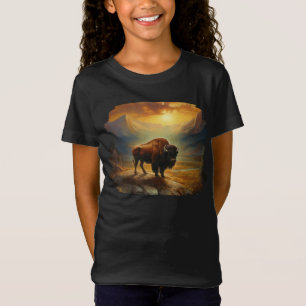 T-Shirt Silhouette du coucher de soleil de bison de buffle