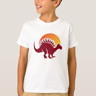 T-shirt Silhouette du coucher de soleil de Stegosaurus rou