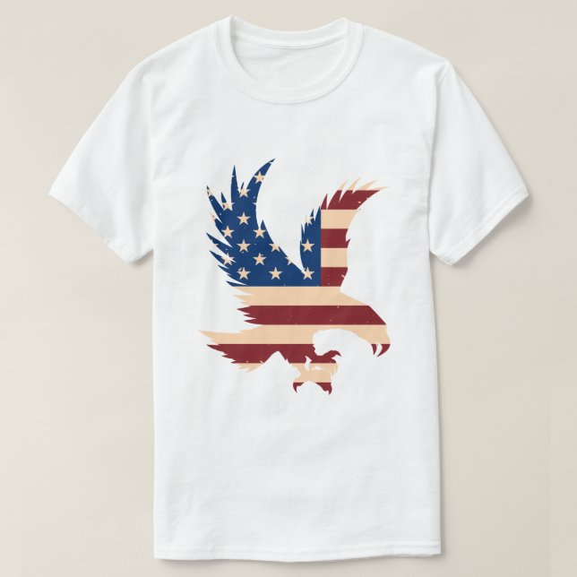 T-shirt Silhouette du drapeau de l'aigle américain patriot (Design devant)