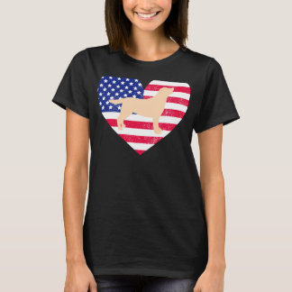T-shirt Silhouette Du Labrador Jaune Et Coeur Américain