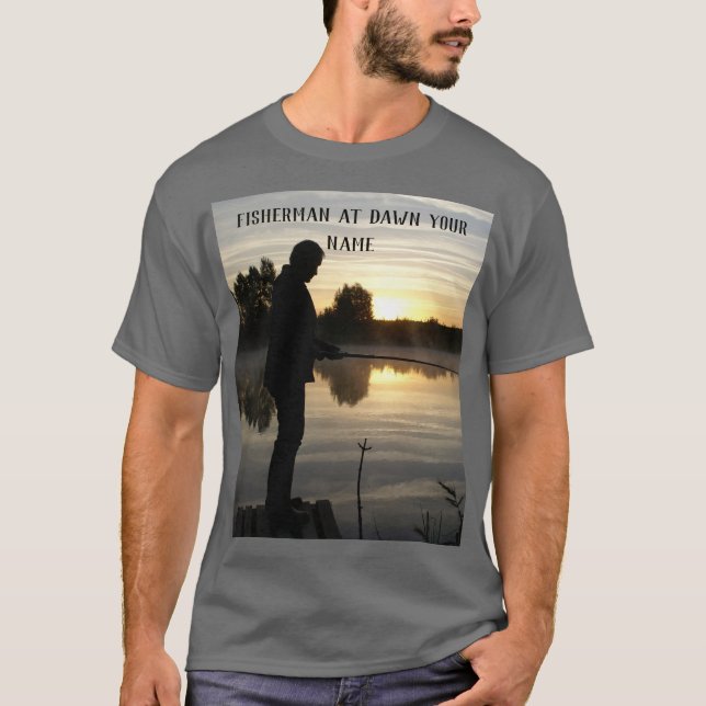 T-shirt Silhouette du pêcheur le matin (Devant)