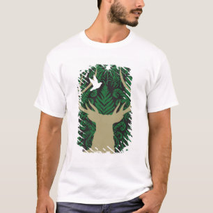 T-shirt Silhouette d'un cerf commun, d'une colombe et