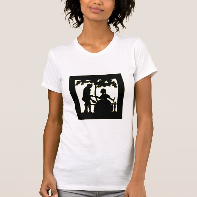 T-shirt Silhouette d'un couple amoureux dans un parc (Devant)