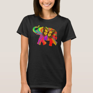 T-shirt Silhouette éléphant couleurs vives Mosaic Motif