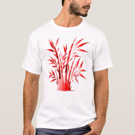 T-shirt Silhouette en bambou rouge - Design vert gras