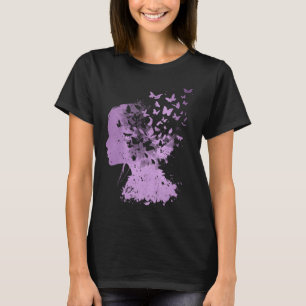 T-shirt Silhouette En Tête De Femme Avec Des Papillons Qui