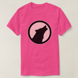 T-SHIRT SILHOUETTE ET CERCLE ROSE MODERNE DE LOUP