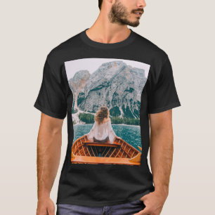 T-shirt Silhouette Femme Lac Alpin Nature