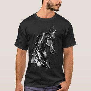 T-shirt Silhouette lavée à la peinture d'un cheval éclabou