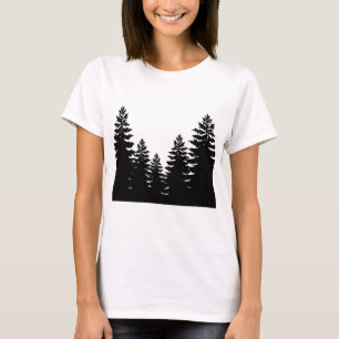 T-shirt Silhouette minimaliste de pin noir et blanc