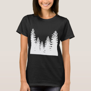 T-shirt Silhouette minimaliste de pin noir et blanc